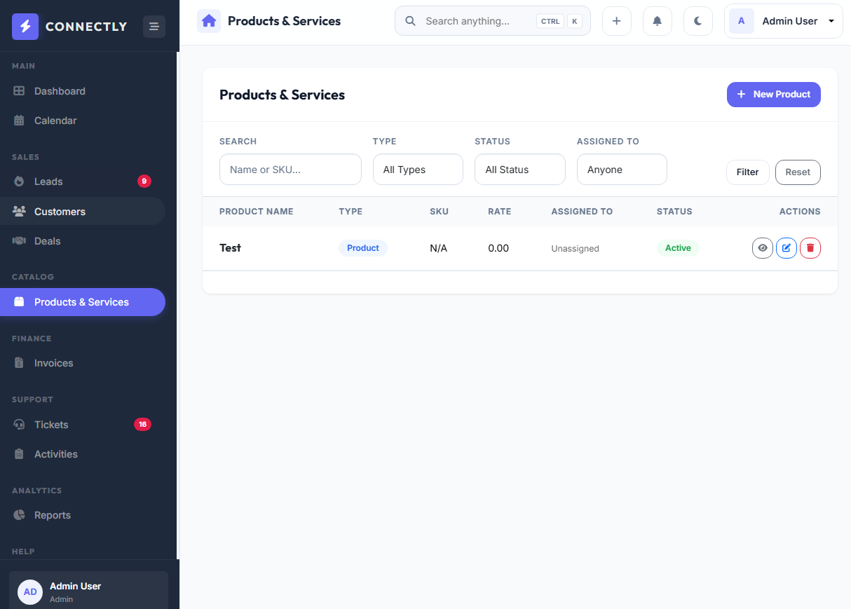 Product and service catalog